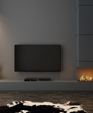 Graphit-Wohnzimmer mit TV