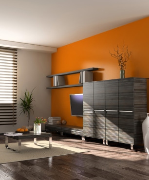 Orangefarbenes Wohnzimmer