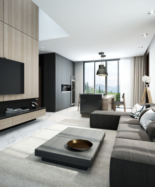 Wohnzimmer mit Großbild-TV