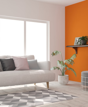 Orangefarbenes Wohnzimmer