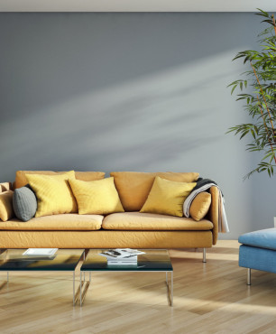 Gelbes Sofa und blauer Sessel