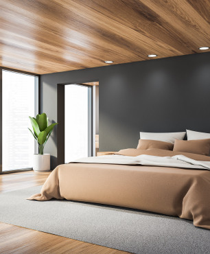 Schlafzimmergestaltung mit Holzdecke