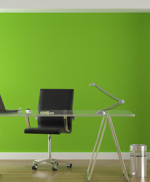 Büro in einer Wohnung mit einer grünen Wand