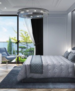 Glamour-Schlafzimmer mit Balkon