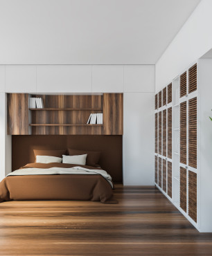 Einrichten eines Schlafzimmers in Weiß und Holz