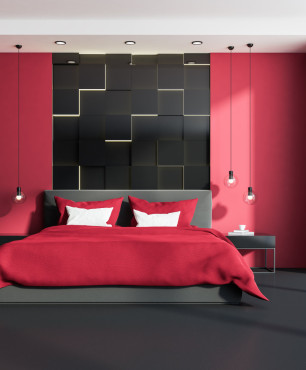 Rotes und schwarzes Schlafzimmer