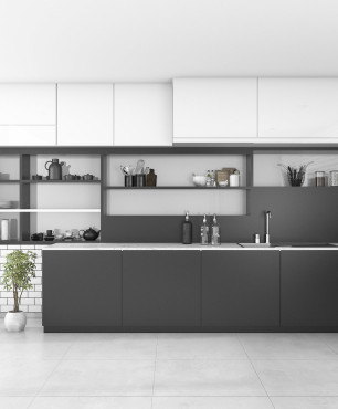 Moderne schwarz-weiße Küche