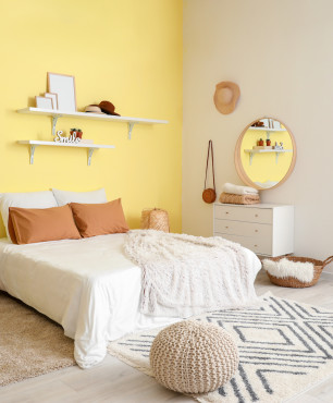 Schlafzimmerdesign in Gelb