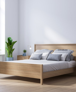 Kontinentales Bett aus Holz