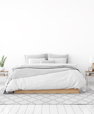 Schlafzimmergestaltung mit weißem Boden