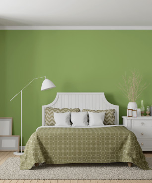 Schlafzimmergestaltung mit einer grünen Wand