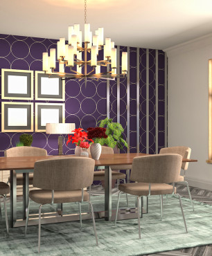 Esszimmer mit lila Wänden