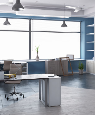 Großes Büro in Grau und Blau