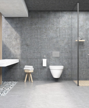 Graues Badezimmer im skandinavischen Stil
