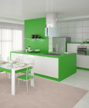 Grüne und weiße Küche